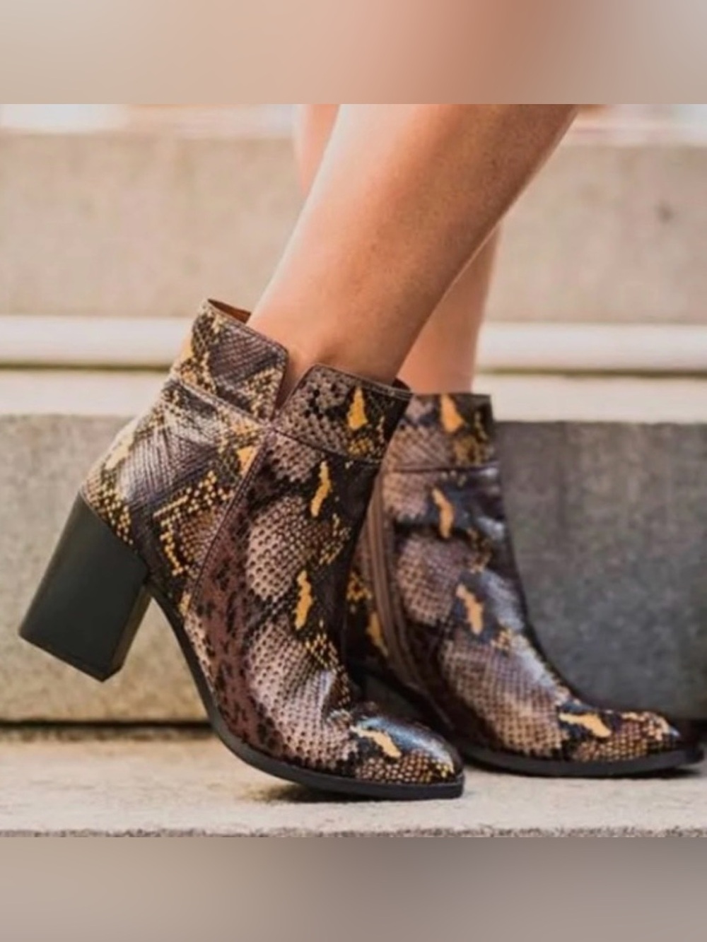 Franco Sarto ‘Generous’ Snakeskin Ankle Bootie